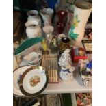 A COLLECTION OF VARIOUS CERAMIC ITEMS TO INCLUDE VASES, FIGURINES ETC