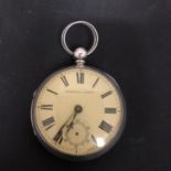 A HALLMARKED SILVER OPEN POCKET WATCH