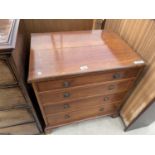 A SMALL MAHOGANY CHEST OF FOUR DRAWERS