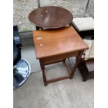 TWO OCCASIONAL TABLES - ONE TEAK, ONE MAHOGANY