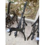 A SET OF CAST IRON BENCH ENDS