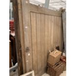 A LARGE PAIR OF WOODEN GATES (IN NEED OF REPAIR)180CM X 194CM