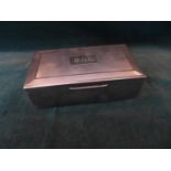 A HALLMARKED SILVER 1948 BIRMINGHAM CIGARETTE BOX, BEARING INITIALS - MAKER - W.T & CO, GROSS WEIGHT