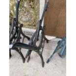 A SET OF CAST IRON BENCH ENDS