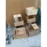 SIXTEEN VARIOUS WOODEN WINE AND PORT CRATES