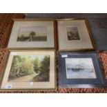 FOUR FRAMED PICTURES OF LANDSCAPES