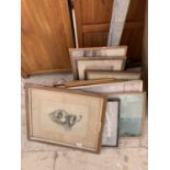 VARIOUS FRAMED PICTURES AND MIRRORS