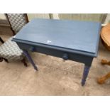 A PAINTED PINE TWO DRAWER SIDE TABLE