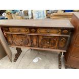 A MAHOGANY SIDEBOARD WITH TWO DOORS AND TWO DRAWERS