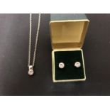 SILVER PLATED CRYSTAL SET DROP AND MATCHING EARRINGS