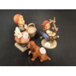 TWO GOEBEL FIGURES AND A ROYAL DOULTON DOG