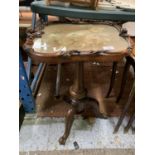 A MAHOGANY TRIPOD TABLE WITH EMBROIDERED FIRESCREEN TOP