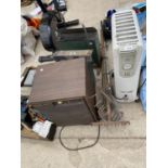 A DEHUMIDIFIER, HEATERS, GARDEN TOOLS ETC