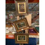 THREE WOODEN FRAMED OIL ON BOARD PAINTINGS OF PUB INTERIORS