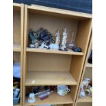 A QUANTITY OF CERAMIC FIGURES, SHIP IN BOTTLE ETC