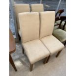 FOUR MODERN HIGH BACK UPHOLSTERED DINING CHAIRS