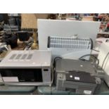 AN EPSON DX6050 PRINTER, ELECTRIC HEATER AND FURTHER DIMPLEX HEATER AND A COOKWORKS 700W MICROWAVE