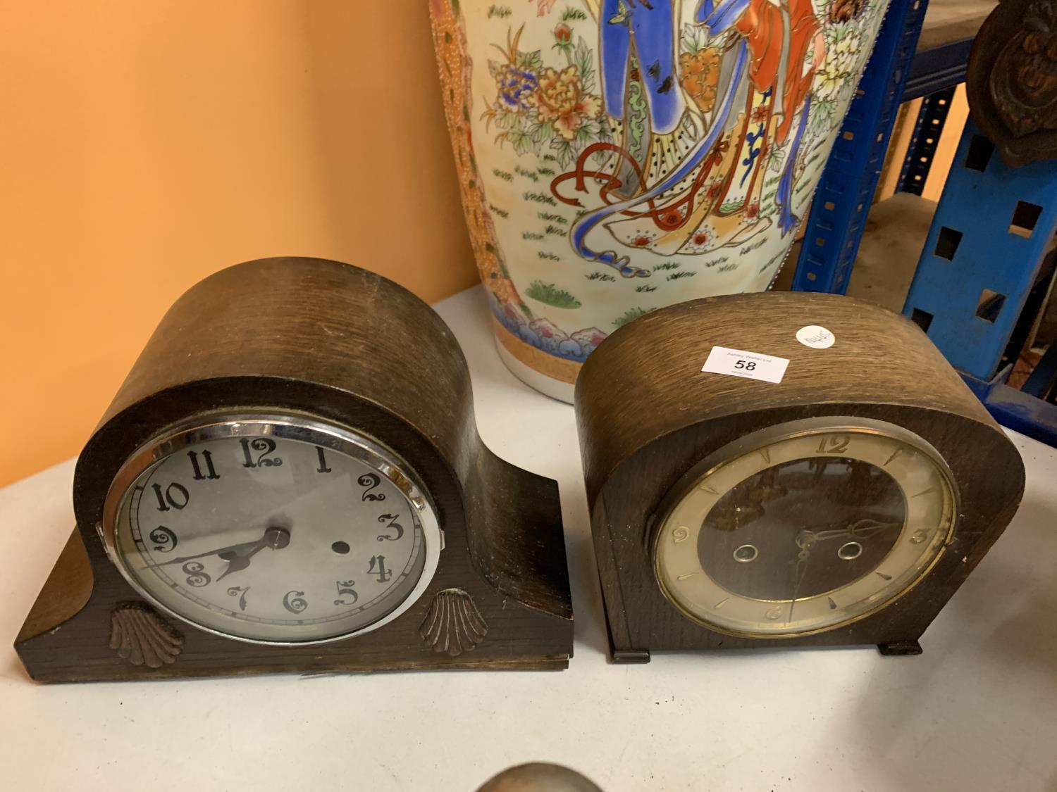 ONE NAPOLEON HAT WOODEN MANTLE CLOCK AND A WOODEN SMITHS MANTEL CLOCK