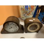ONE NAPOLEON HAT WOODEN MANTLE CLOCK AND A WOODEN SMITHS MANTEL CLOCK