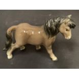 AN UNUSUAL GOEBEL WEST GERMANY PORCELAIN BROWN GLOSS PONY HORSE MODEL 10.5 CM IN PERFECT CONDITION