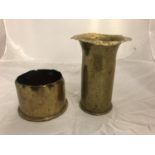 TWO WW1 TRENCH ART SHELL CASES