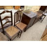 TWO BEDROOM CHAIRS, TV CABINET AND AN OAK BLANKET CHEST