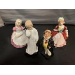 FOUR ROYAL DOULTON FIGURES - COOKIE, VALERIES, CAPTAIN CUTTLE AND DARLING