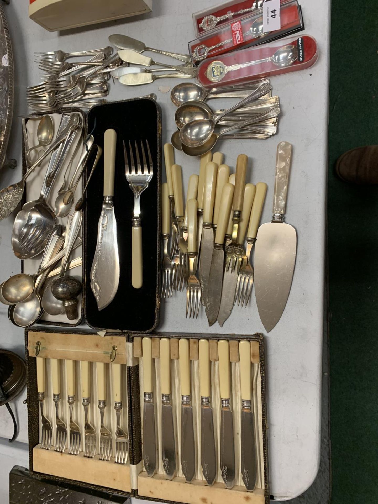 A LARGE QUANTITY OF ASSORTED EPNS CUTLERY, SOME BOXED