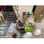 VARIOUS TOYS, HARD HATS ETC