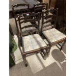 FOUR LADDER BACK DINING CHAIRS