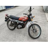 A 1977 SUZUKI TS 185 TRAIL MOTORCYCLE, BELIEVED GENUINE 12390 MILES, REGISTERED WITH DVLA BUT V5 NOT