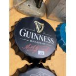 A VINTAGE STYLE GARAGE RETRO GUINNESS HANGING WALL BEER BOTTLE TOP DISPLAY SIGN 35CM