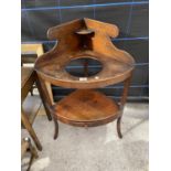 A VICTORIAN MAHOGANY CORNER WASH STAND