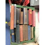 A LARGE COLLECTION OF VINTAGE HARD BACKED BOOKS INCLUDING A PICTORIAL HISTORY OF BOXING, A HISTORY