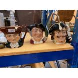 A GROUP OF THREE ROYAL DOULTON CHARACTER JUGS - CAPTAIN HENRY MORGAN, OLD CHARLEY AND MINE HOST