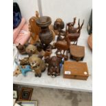 A LARGE QUANTITY OF TREEN ITEMS