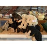 VARIOUS SOFT TOYS TO INCLUDE A MONKEY, ANDREX DOG, POODLE ETC