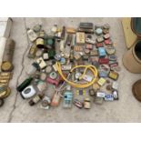 A STETHOSCOPE AND VARIOUS VINTAGE MEDICINE BOTTLES AND PACKETS