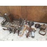 VARIOUS VINTAGE ITEMS TO INCLUDE BRACKETS, GUTTER TOPS, FIRESIDE RESTS ETC