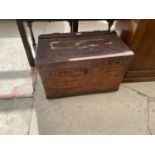 A 19TH CENTURY LEATHER OFFICERS TRAVELLING TRUNK (LT N.M.WATSON C/O MFOPODUK), ALSO INSCRIBED