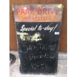 AN ORIGINAL VINTAGE PARK DRIVE CIGARETTES METAL ADVERTISING SIGN/NOTICE BOARD