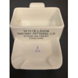 A 'WHIELDON SANITARY POTTERIES LTD STOKE ON TRENT ENGLAND' ASHTRAY