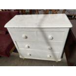 A VICTORIAN PAINTED CHEST OF TWO SHORT AND TWO LONG DRAWERS, 34" WIDE