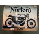 A MANX NORTON METAL WALL PLAQUE