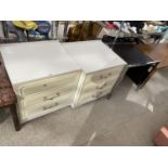 TWO BEDSIDE CABINETS AND A LEATHER STYLE TABLE