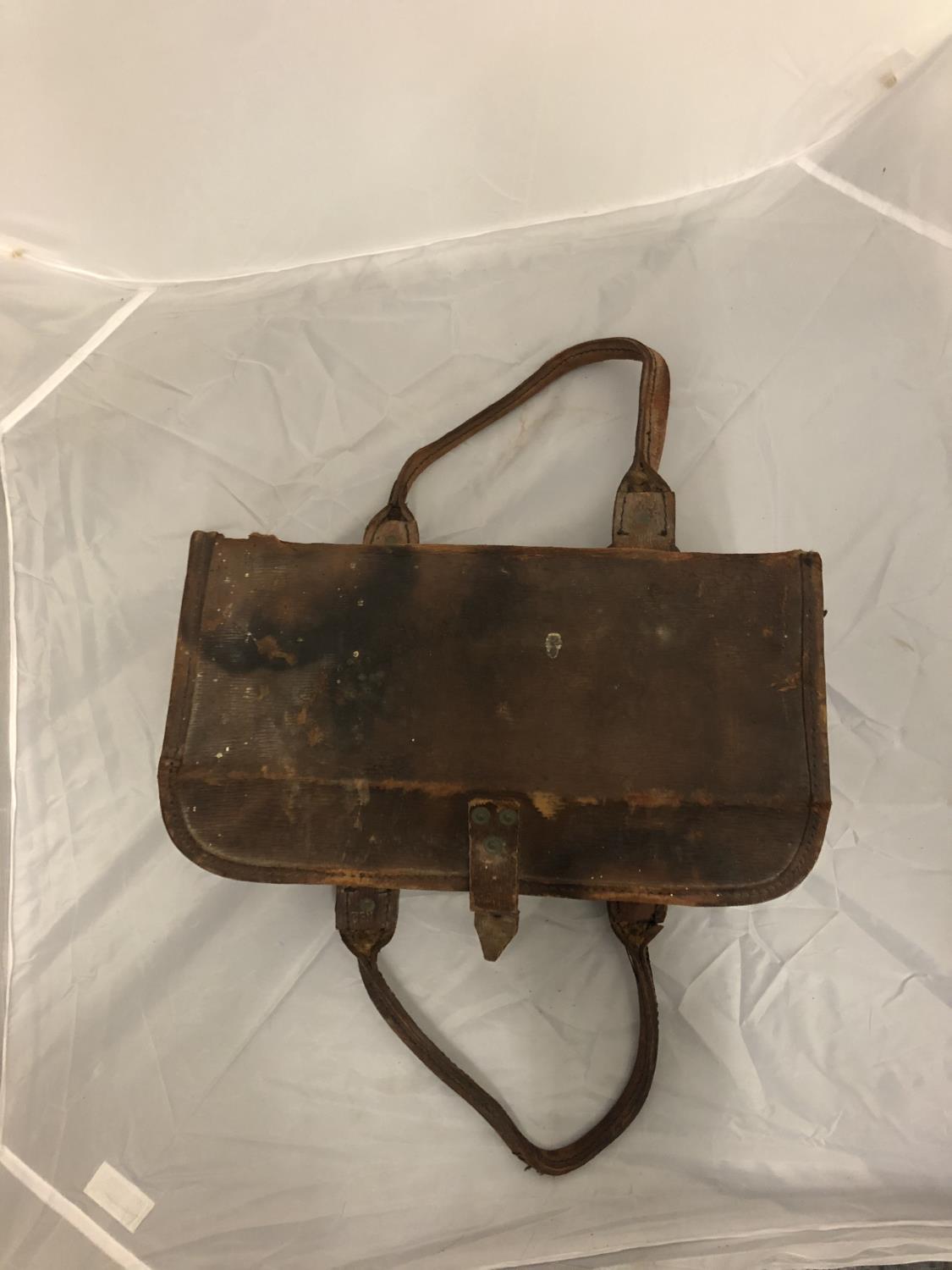 A BROWN LEATHER MILITARY BOX DATED 1954 - Image 2 of 3