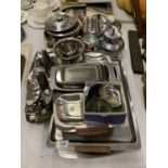 A LARGE COLLECTION OF 1950s STAINLESS STEEL KITCHEN ITEMS