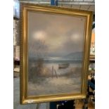 A G COUSTEAU GILT FRAMED PRINT " BARCA IN SECCA (GROUNDED BOAT)"