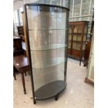 A MODERN OVAL FULLY GLAZED TWO DOOR DISPLAY CABINET, 37" WIDE, 73" TALL