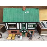 A VINTAGE DOLLS HOUSE WITH FURNITURE